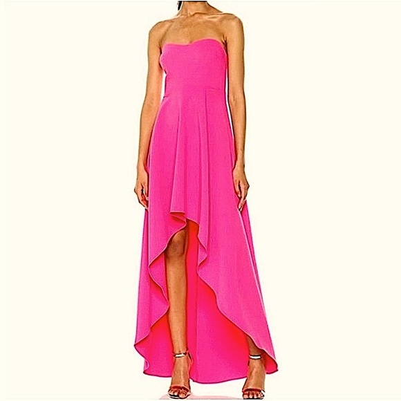 LIKELY High Low Maxi Strapless Sweetheart Neckline Lovelle Dress Gown, Pink, 8 - Picture 1 of 14